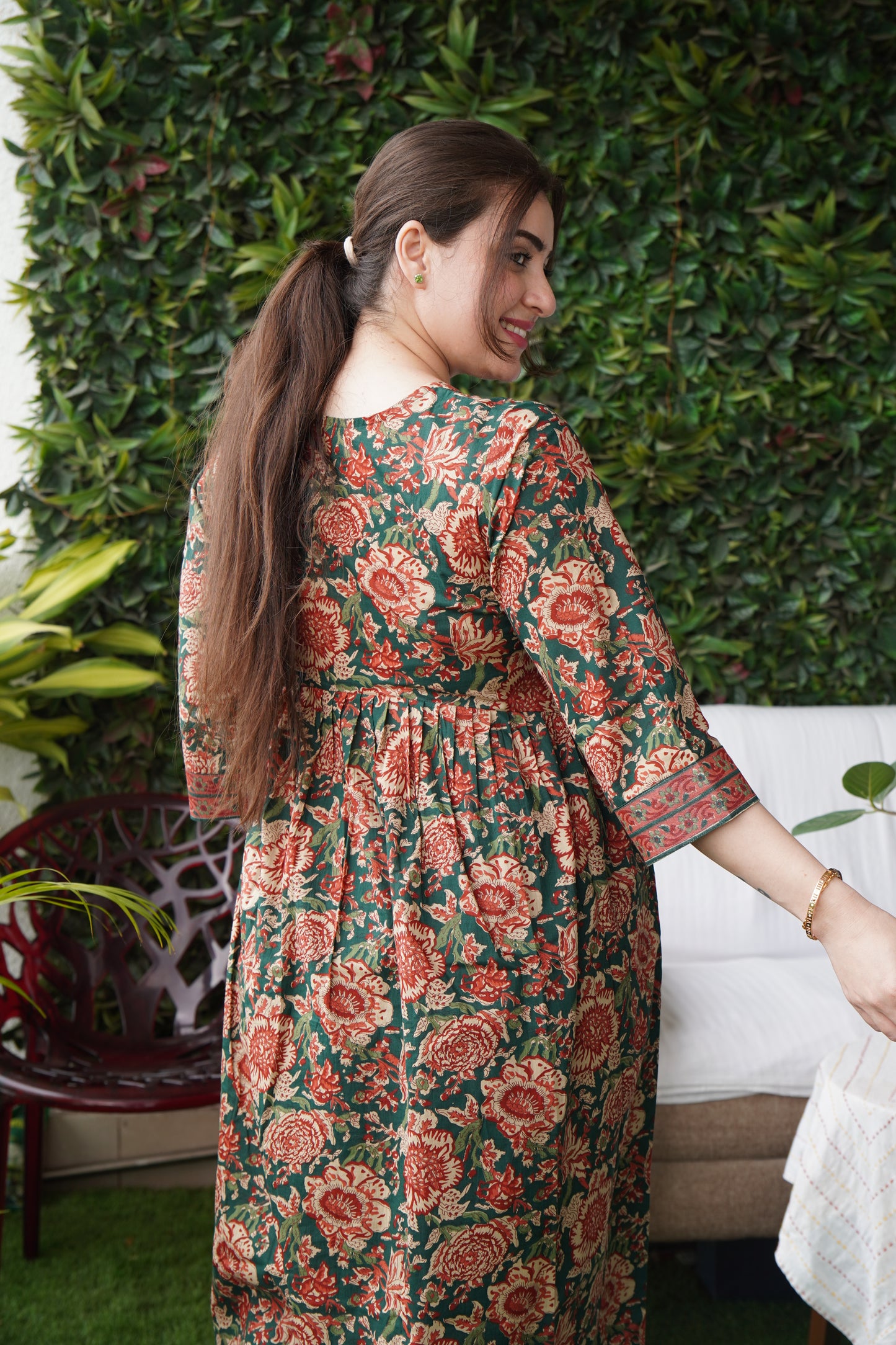 Saacha Castleton Green Cotton Suit Set With Dupatta