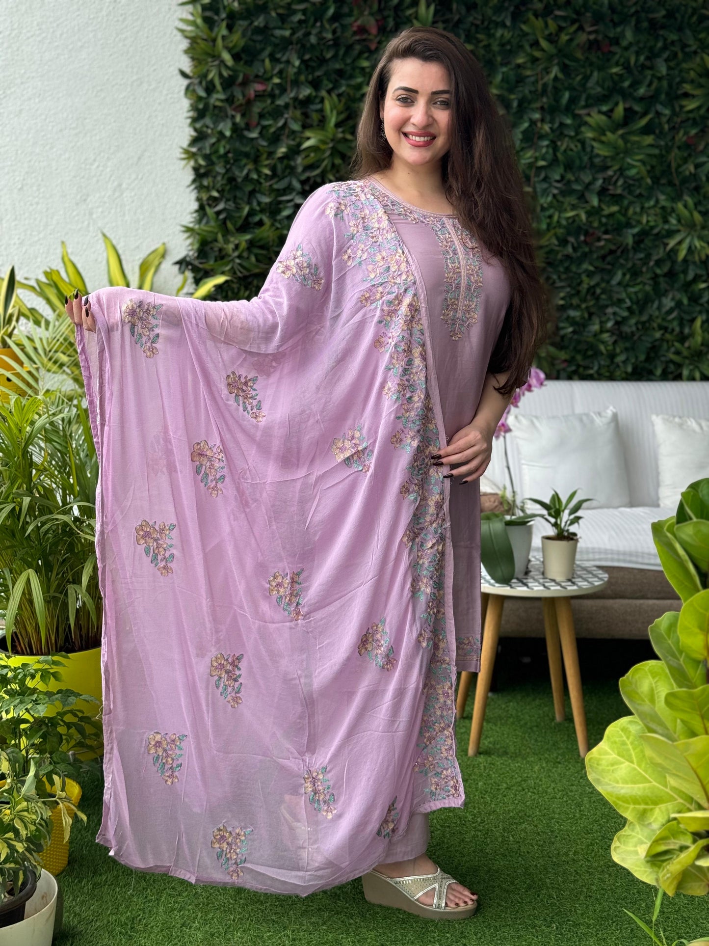 Saacha Purple Kurti With Embroidery