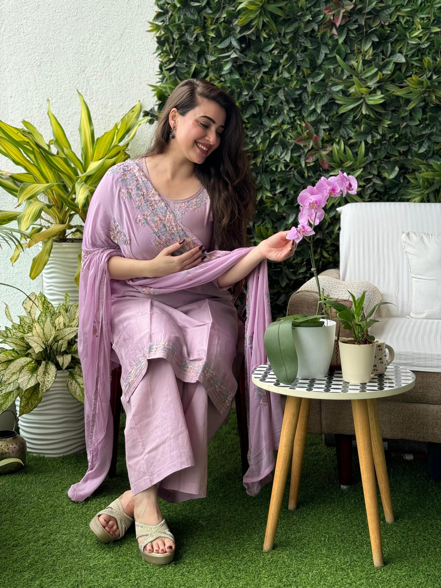 Saacha Purple Kurti With Embroidery