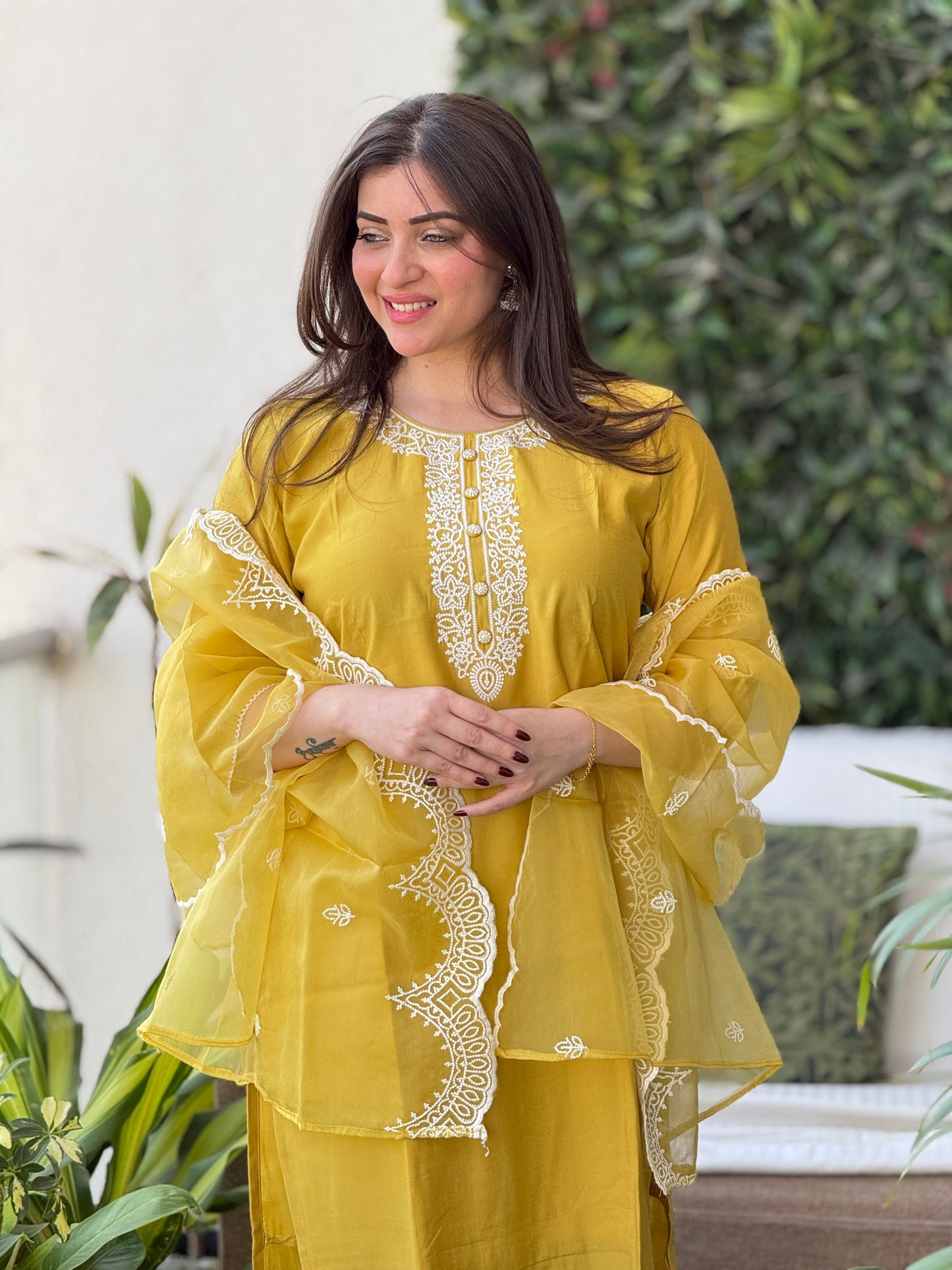 Saacha yellow designer kurti set