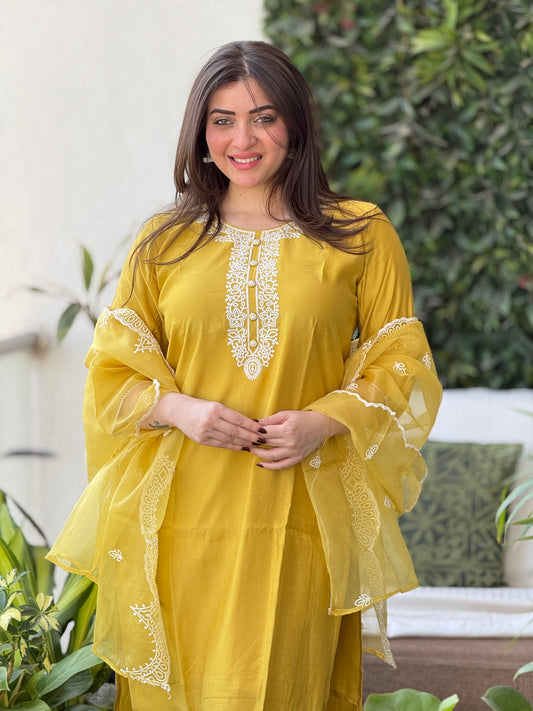Saacha yellow designer kurti set