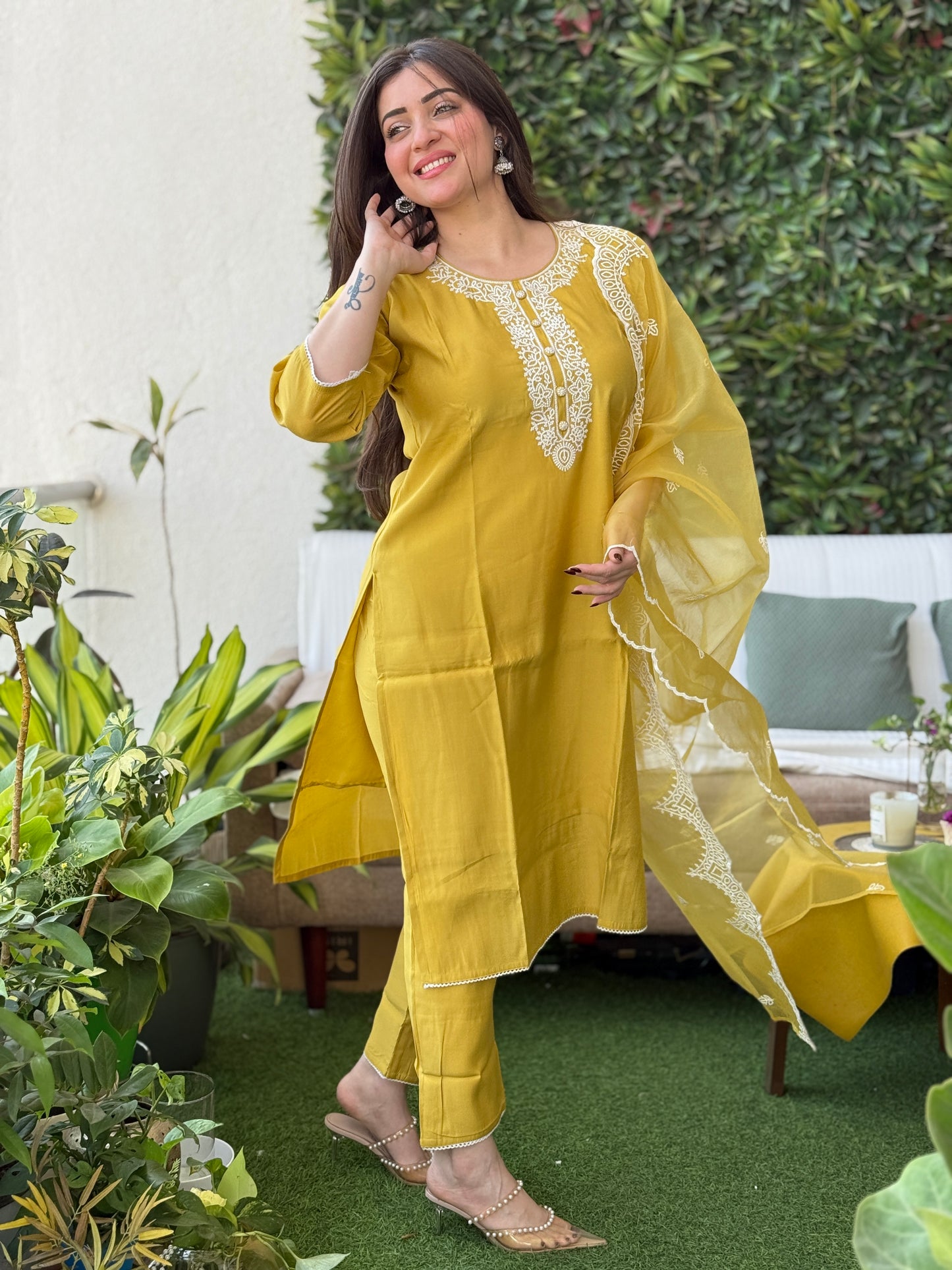 Saacha yellow designer kurti set