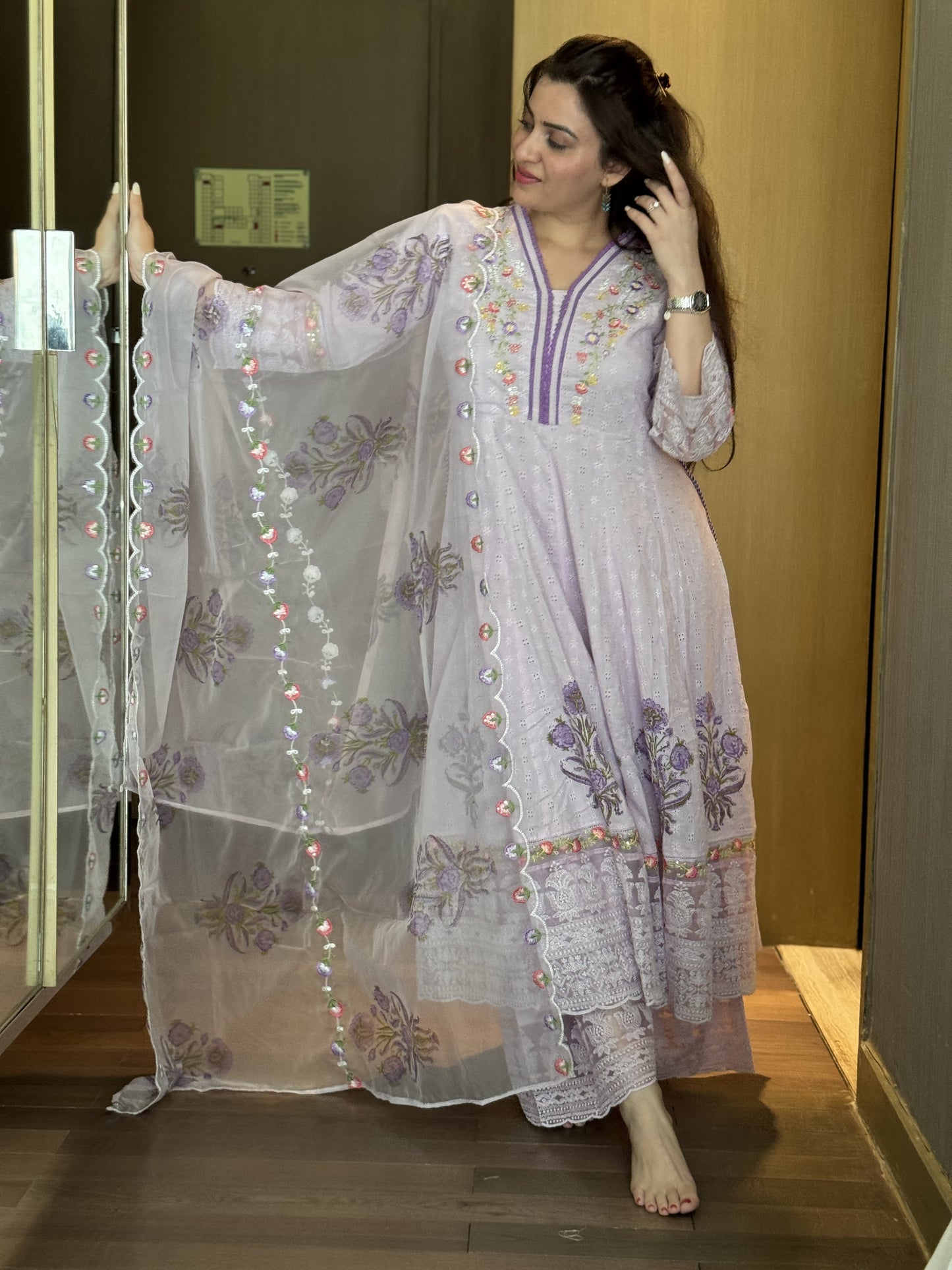 Purple Anarkali Designer With Dupatta