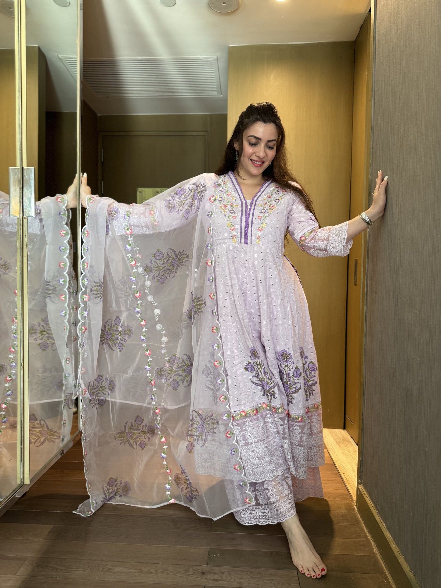 Purple Anarkali Designer With Dupatta