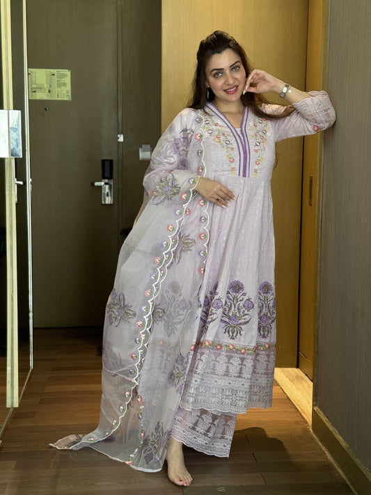 Purple Anarkali Designer With Dupatta