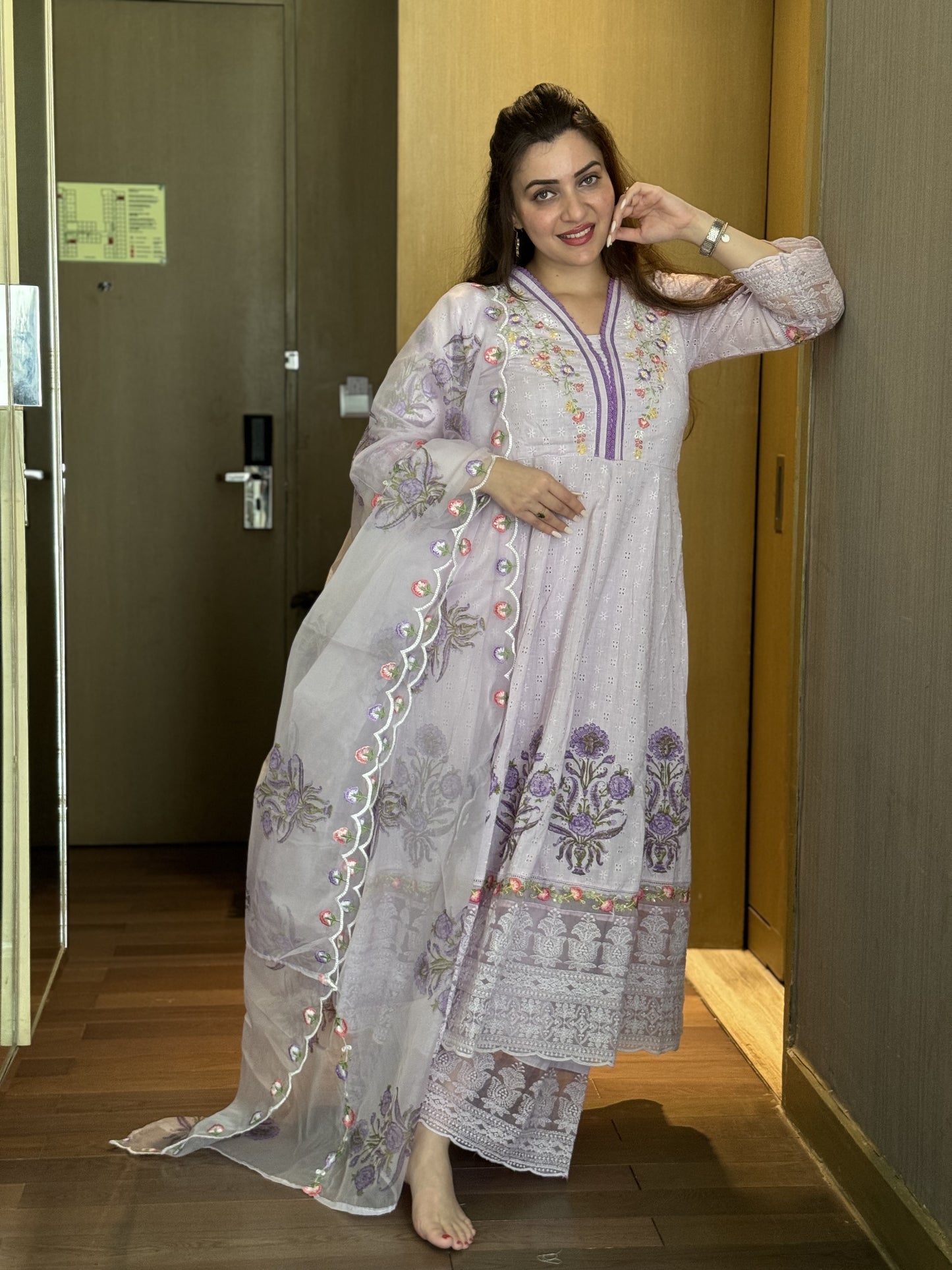 Purple Anarkali Designer With Dupatta