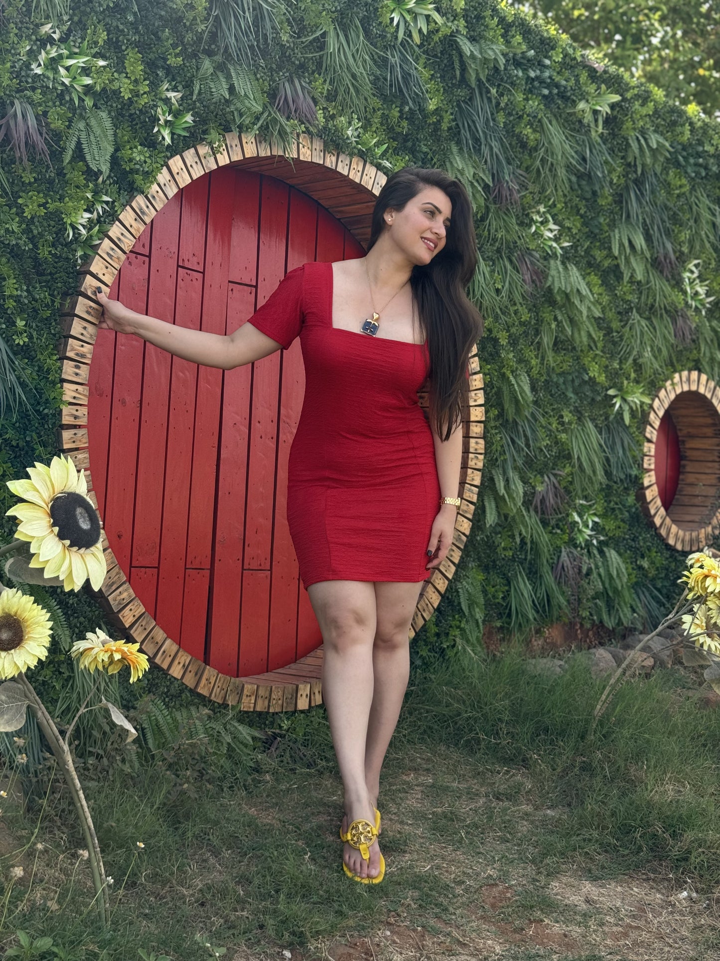 Red casual short dress - saacha