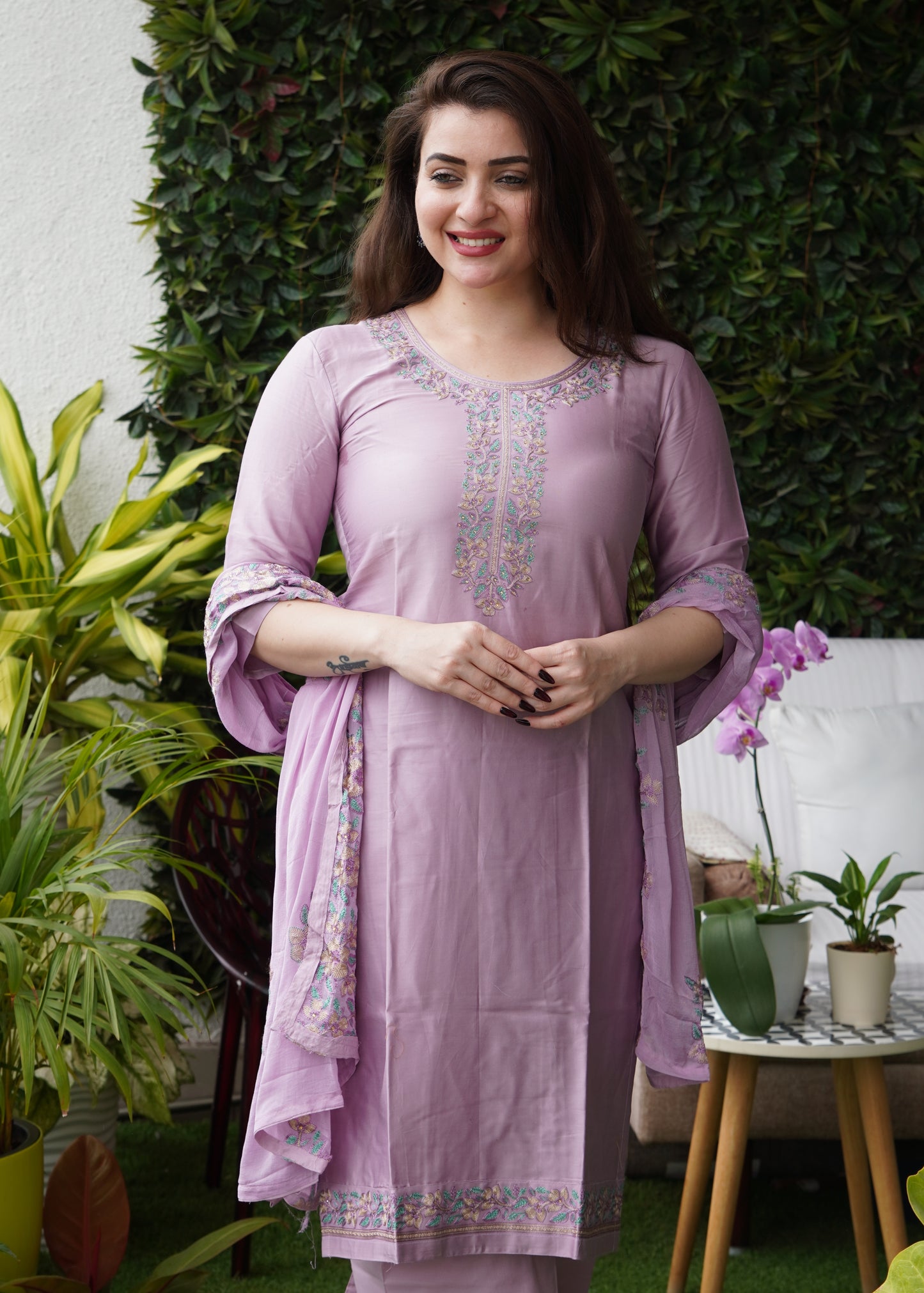 Saacha Purple Kurti With Embroidery