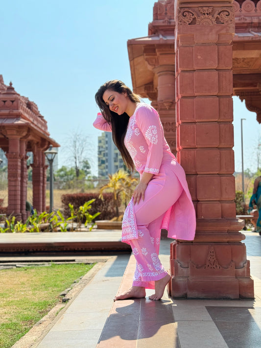 Modal Chikankari kurta set -saacha