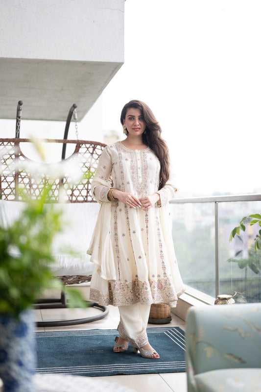 Saacha white exclusive designer by pooja janrao