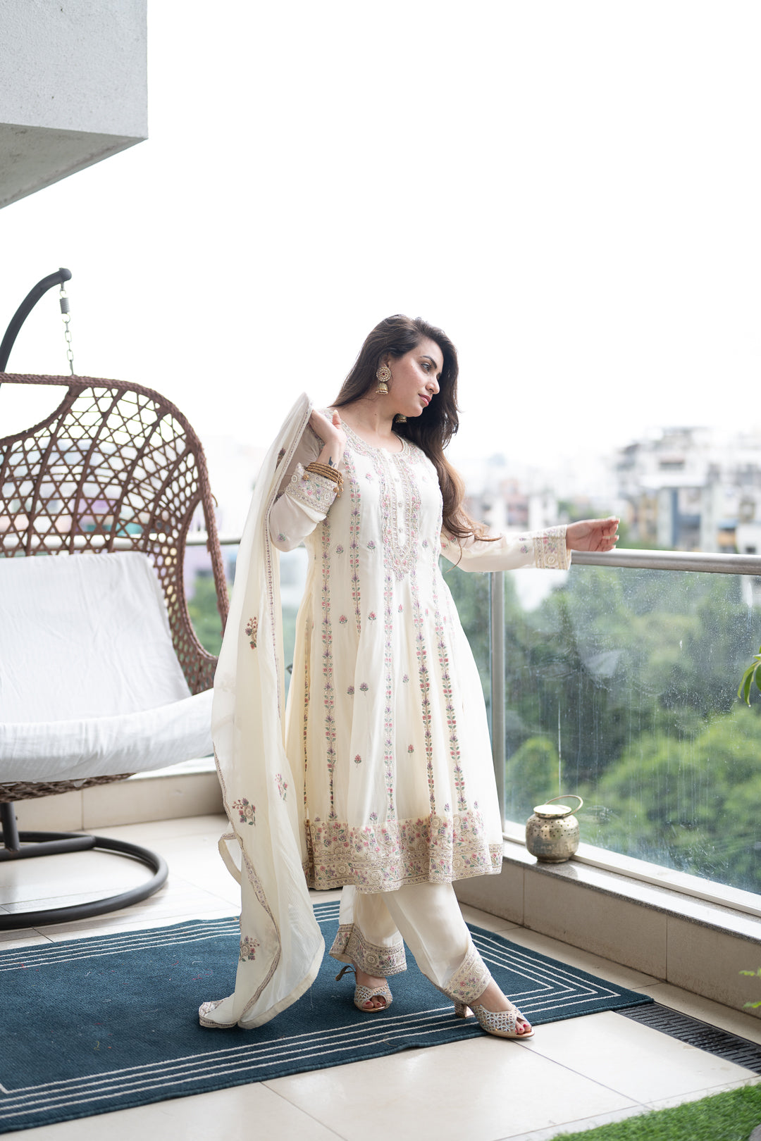 Saacha white exclusive designer by pooja janrao