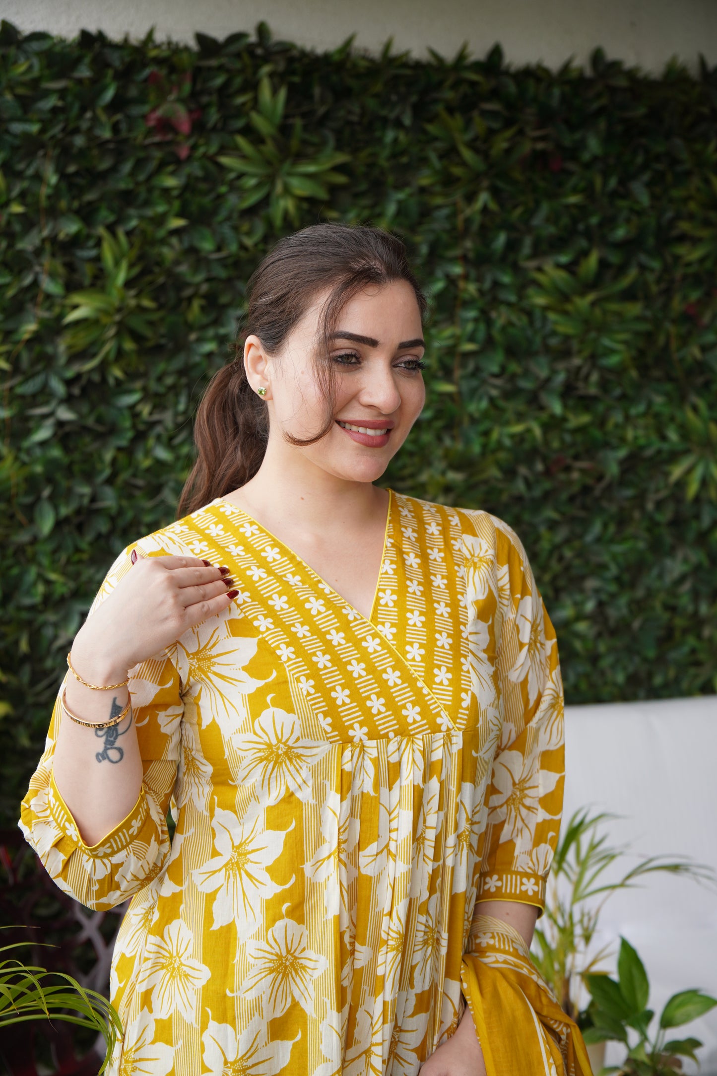 Saacha sunshine Yellow Cotton Set With Dupatta