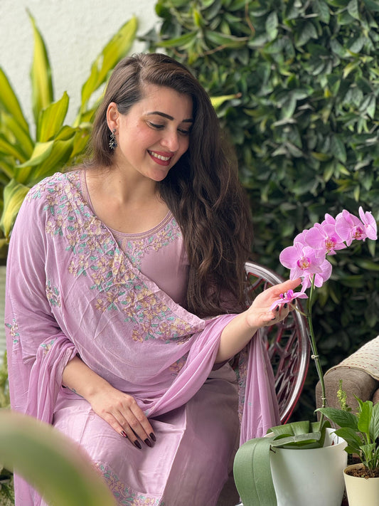 Saacha Purple Kurti With Embroidery