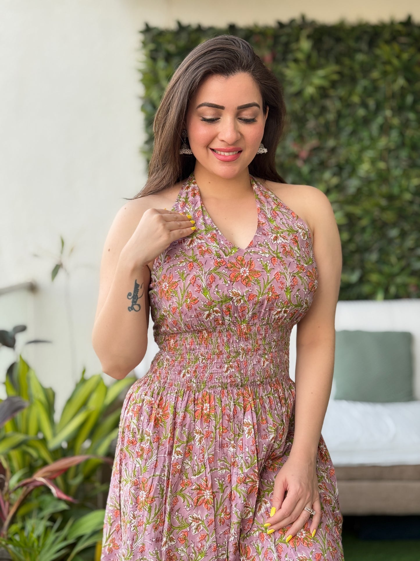 Saacha Handblock Printed Pure Cotton Sleeveless Dress