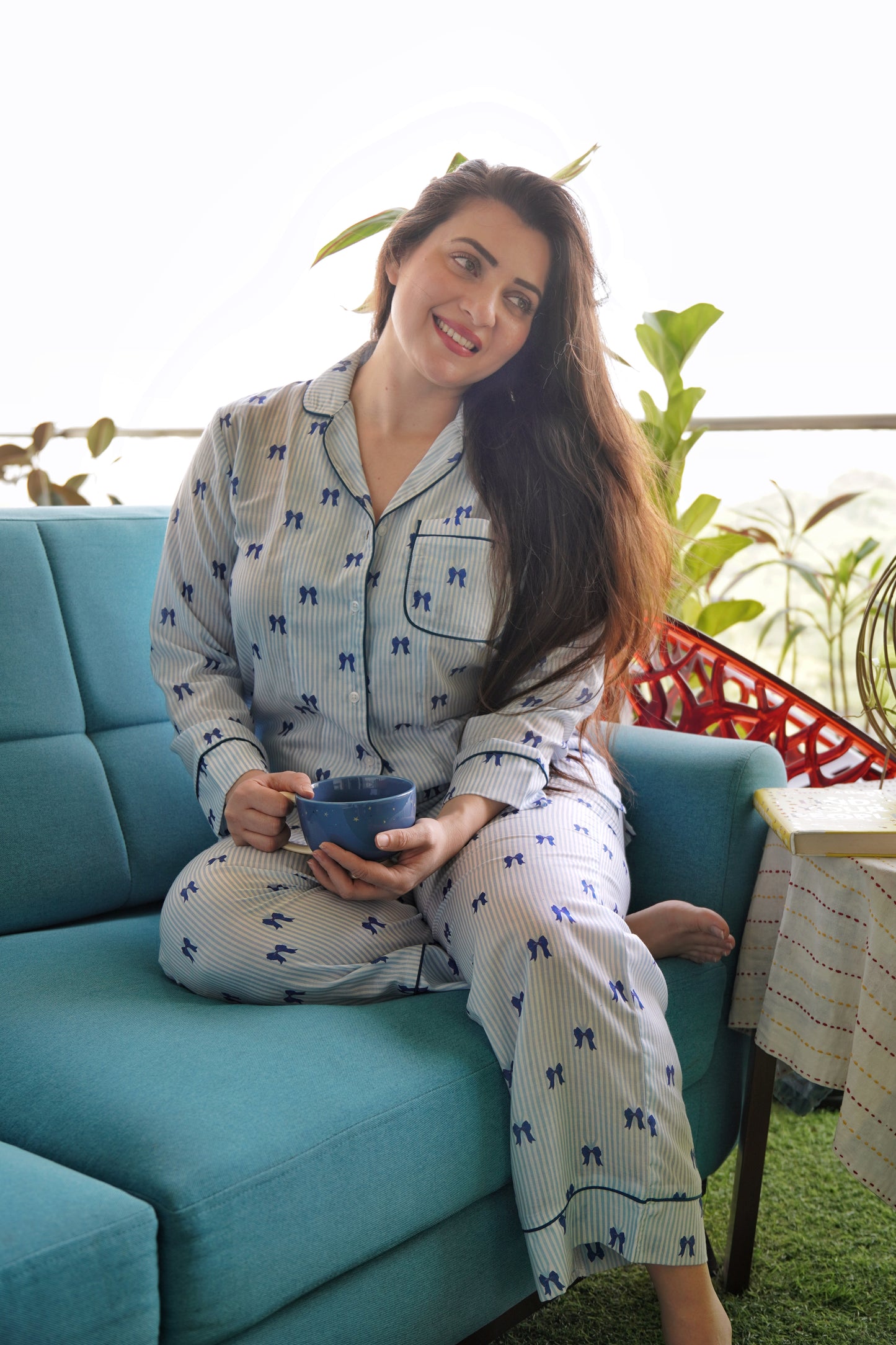 Saacha Blue stripe loungewear
