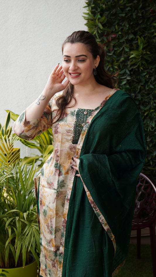 Saacha Floral green kurti set