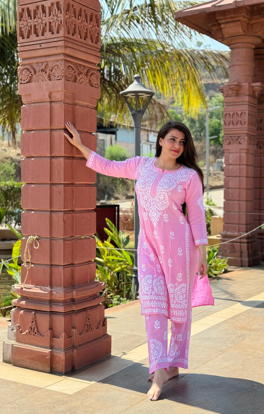 Modal Chikankari kurta set -saacha