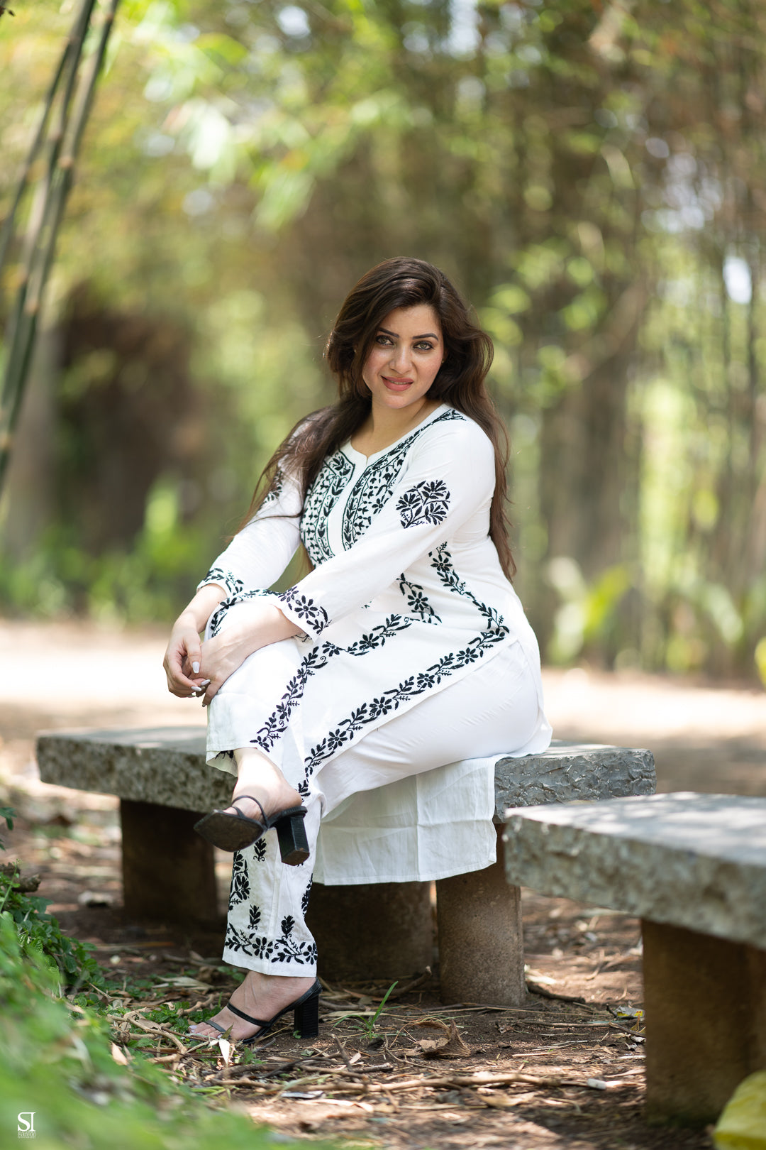 modal chikankari kurta set  - saacha