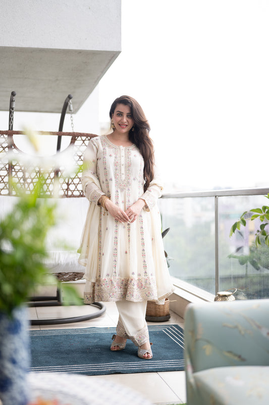 Saacha white  exclusive designer by  pooja janrao