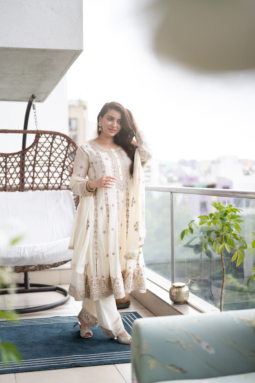 Saacha white  exclusive designer by  pooja janrao